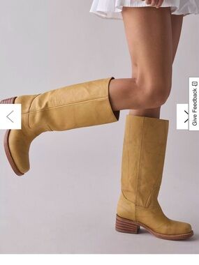 FRYE vintage black label handcrafted Tall Tan Leather rugged Boots size 6 1/2 B